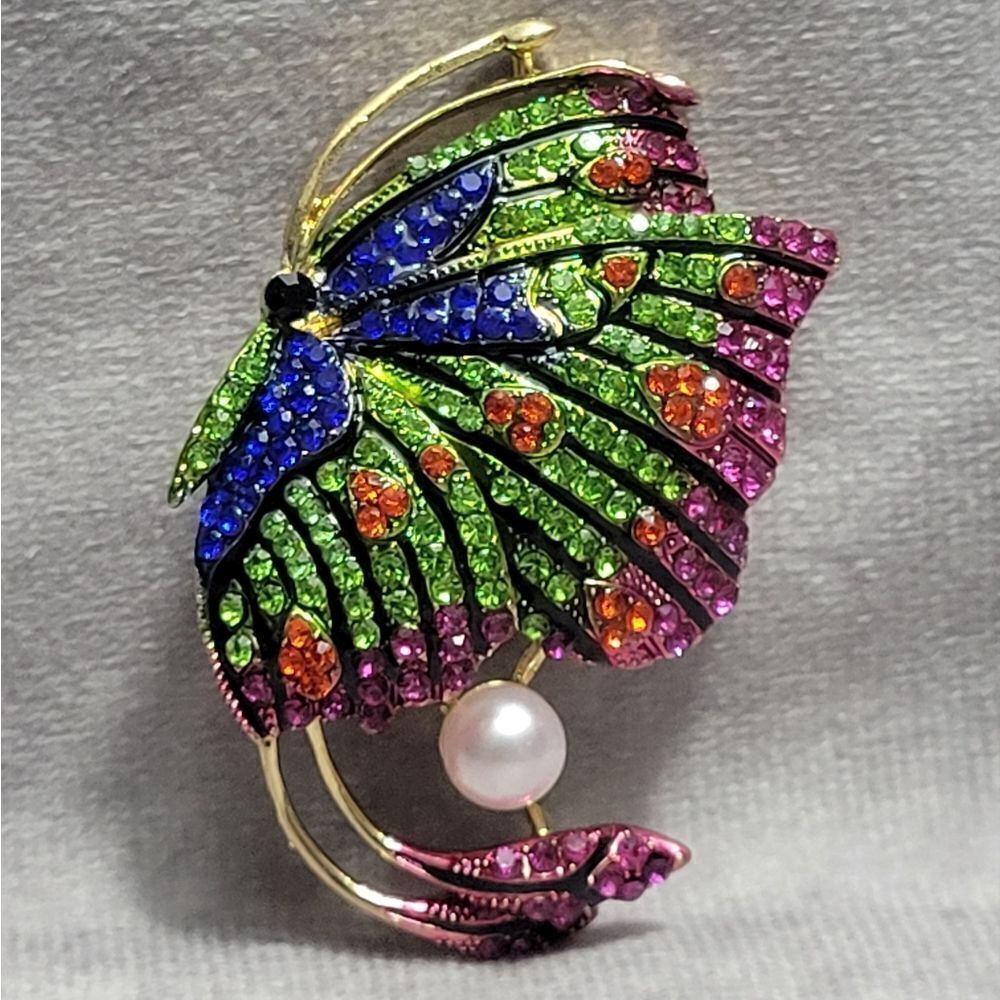 Austrian Crystal Butterfly Brooch‎ - Picture 7 of 8